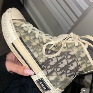 Dior High-Top Sneakers in Cream and Black